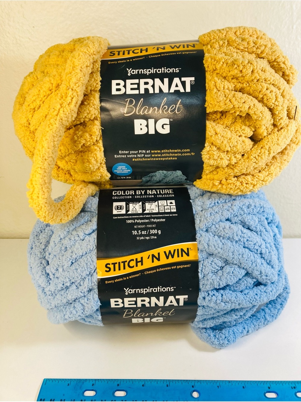 2 NWT Bernat Blanket Big Colors by Nature: 26107 Corn 26112 Cornflower